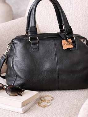 Black Vegan Leather Satchel Handbag - NWT Unknown Brand